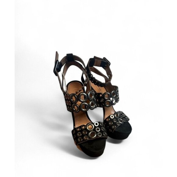 ALAÏA Paris Black Suede Grommet Platform Shoes / Sandals– Size 38.5 / US 8.5 NIB - Picture 3 of 9